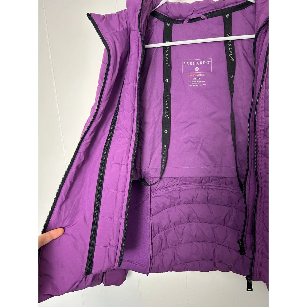 Bernardo Performance Hooded Quilted Water Repellent Jacket Purple Size S outdoor